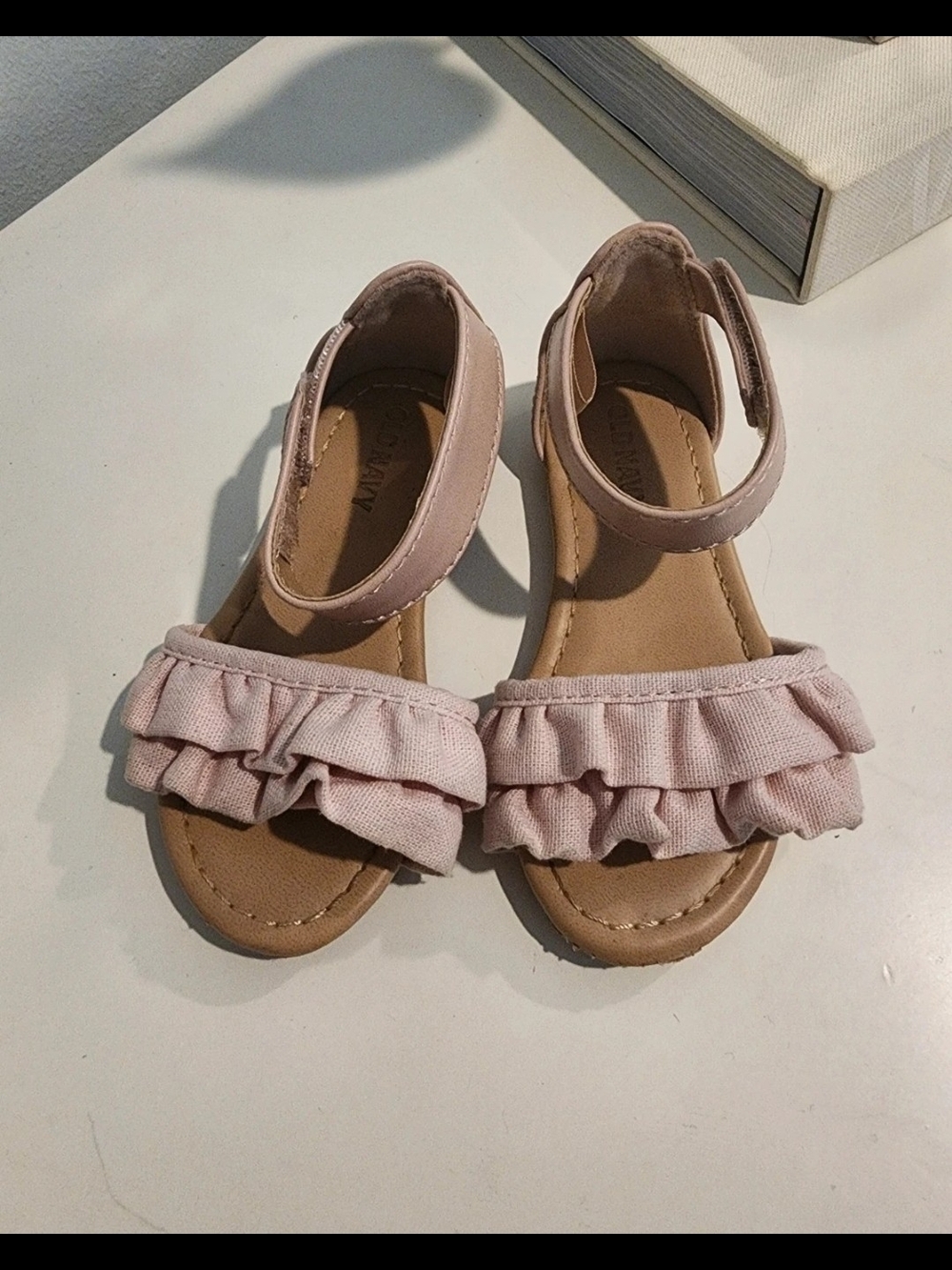 Old Navy Light Pink Ruffle Ankle-Strap Sandals